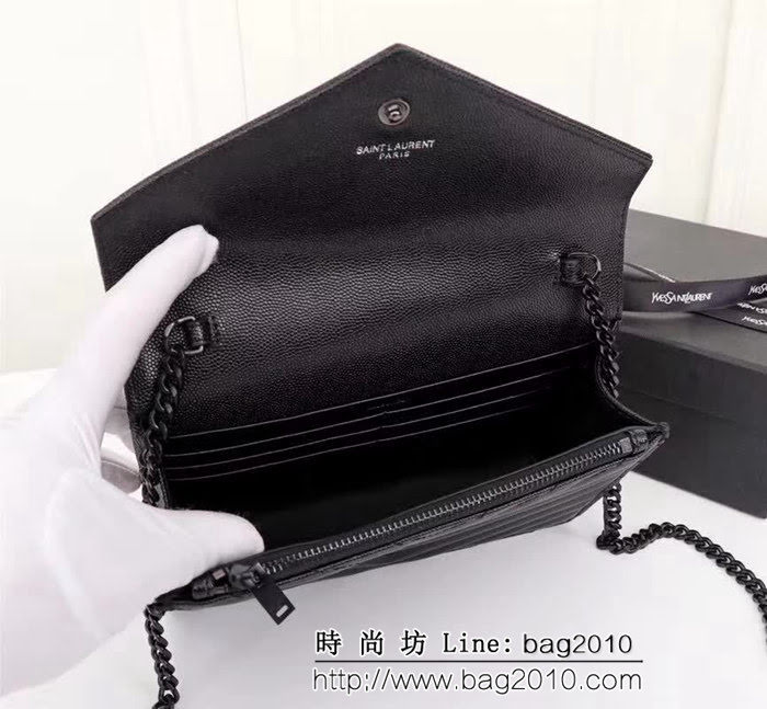 YSL聖羅蘭 專櫃最新V紋皮 金色五金扣 可拆卸鏈條 小挎包 27720 YAS1271